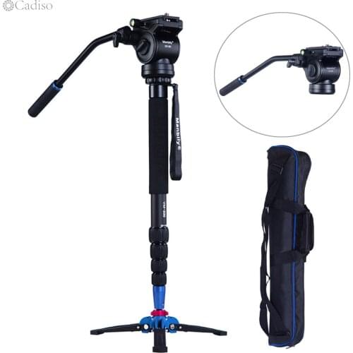 Cadiso Manbily VM-336 Aluminum Alloy Fluid Drag Pan Head Video Camera Tripod Monopod with Carry Bag for DSLR Camera