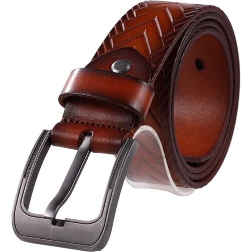 Hongmioo Summer High Quality Cow Men Leather Embossed Belts For Man Strap Male Pin Buckle Free Shipping