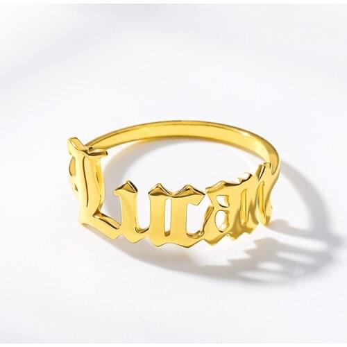 Custom Ring Old English Name Rings For Women Men Personalized Stainless Steel Old English Font Ring Anillos Jewelry Accessories