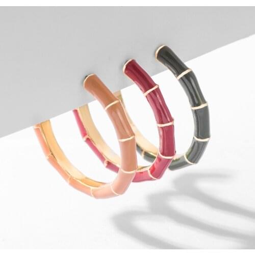 Lost Lady Bamboo Enamel Big C Hoop Earrings for Women Geometric Large Statement Earrings Wholesale jewelry Party Gift INS Bijoux