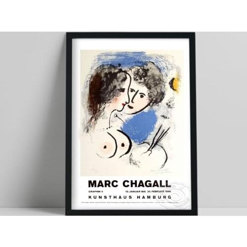 Marc Chagall 1966 Vintage French Exhibition Poster, Chagall Kunsthaus Hamburg Advertising Print Poster, Abstract Art Wall Decor