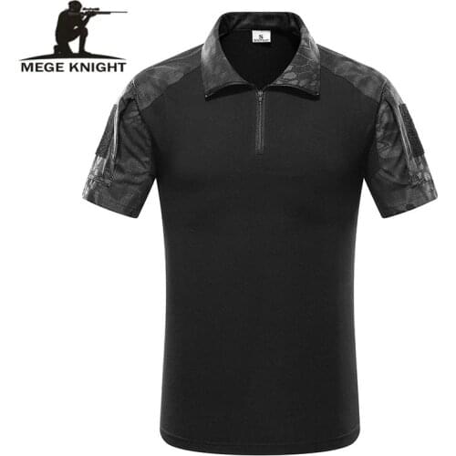 MEGE Tactical Camouflage Men Army Combat POLO Shirt, Rapid Assault ACU MultiCam Mens' Tops & Tees, Airsoft Paintball Polo