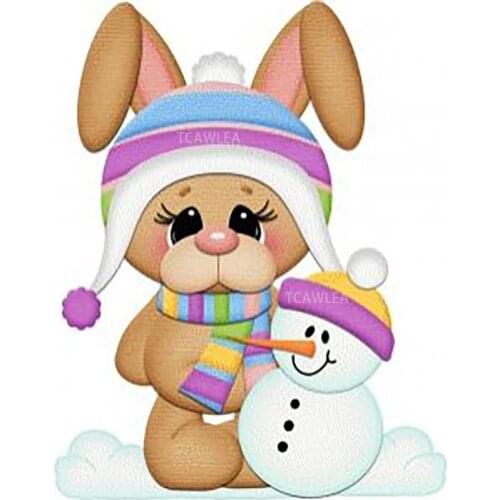 Snowman with Bunny Metal Cutting Dies Lovely Animals Doll Stencil for DIY Craft Scrapbooking Cards Decorative