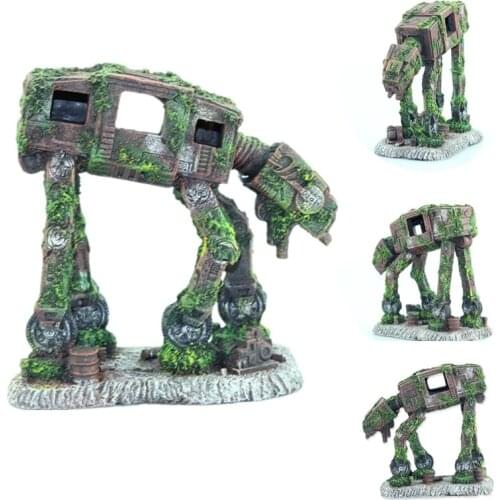 1Pcs Creative Aquarium Autobot Robot Dog Shape Resin Decoration Simulation Fish Tank Pet Landscape