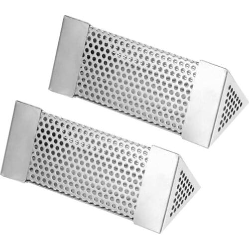 Barbecue Set 2 Pcs Durable BBQ Grill Smoker Perforated Mesh Tube Pellets Smoke Filter Box 6in Stainless Steel Barbecue Accessory