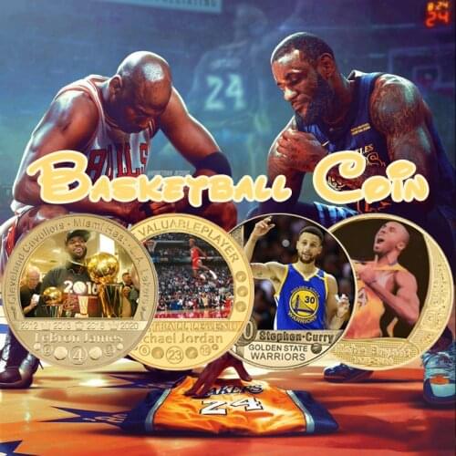 Basketball Legend Gold Plated Coin Sets Collectible Challenge Coin with Coin Holder Sports Souvenir Gifts for Men Dropshipping