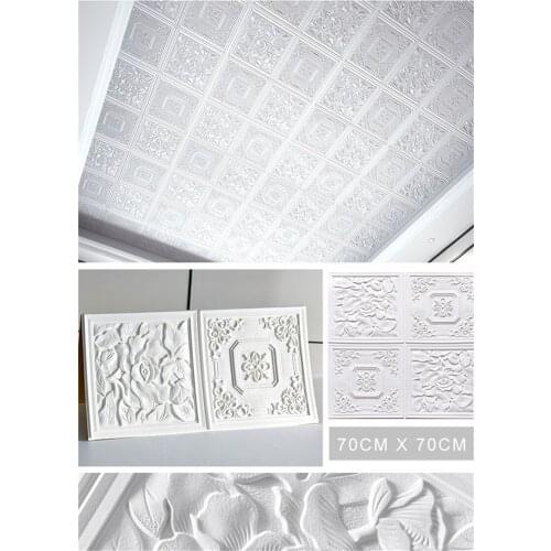 70x70cm 3D Wall Stickers Ceiling Panel Roof Decor Self Adhesive Waterproof Wallpaper Living Room Bedroom Home Decor