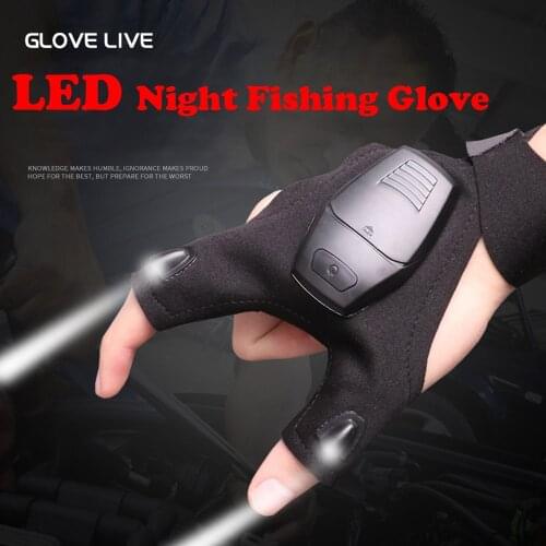 Night Light Waterproof Fishing Gloves With Led Flashlight Rescue Tools Outdoor Gear Cycling Practical Durable Fingerless Gants