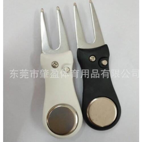 WholeSale 50pcs/lot Golf Club Ball Marker Switchblade Pitch Fork Green Divot Repair Tool Classic Black White