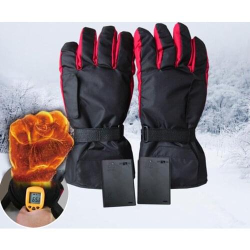 1 Pair Battery-Type Carbon Fiber Heating Gloves Battery Box Electric Ski Hand Warm Gloves Winter Motorcycle Heated Gloves