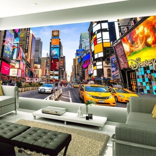 Custom 3D Photo Wallpaper Times Square New York Modern Street View Shop Bar Bedroom Living Room Theme Wallpaper 3D Stereo Mural