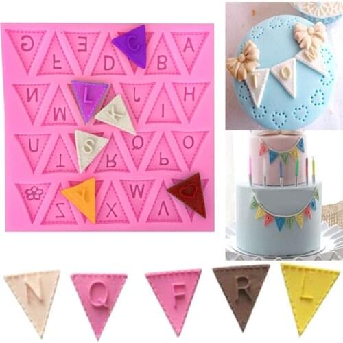 Cooking Tools Flag Shape 26 English Letters Silicone Mold Chocolate Fondant Cake Decorating Cake sugar craft Moulds Tools
