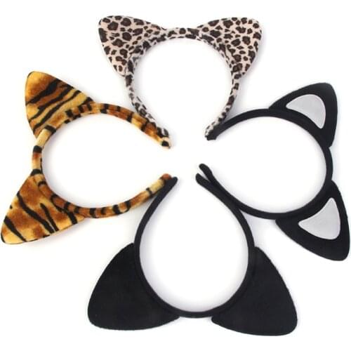 NEW Fashion Women Cloth Short Plush Tiger Leopard Cat Ear Headband Hair Band Cosplay Party Hair Accessories HairBand Fancy