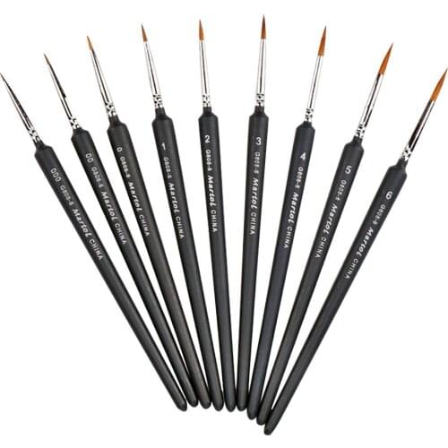 Line Drawing Pen 9-Pack Fine Detail Paint Brushes Miniature Brush For Fine Detailing Art Painting Acrylics Oil Models Watercolor