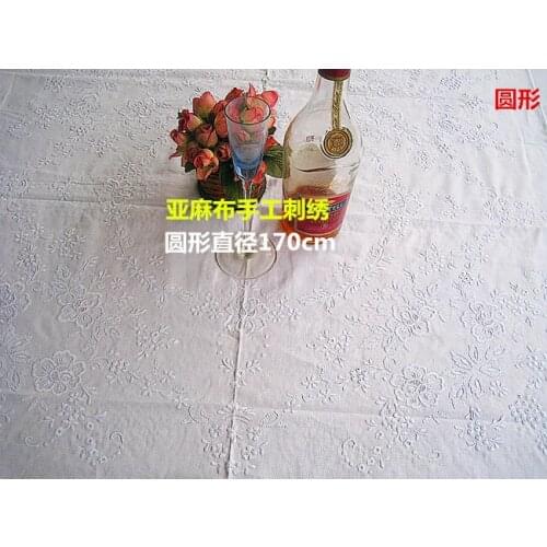 Special offer European linen hand embroidered tablecloth old circular diameter 170cm
