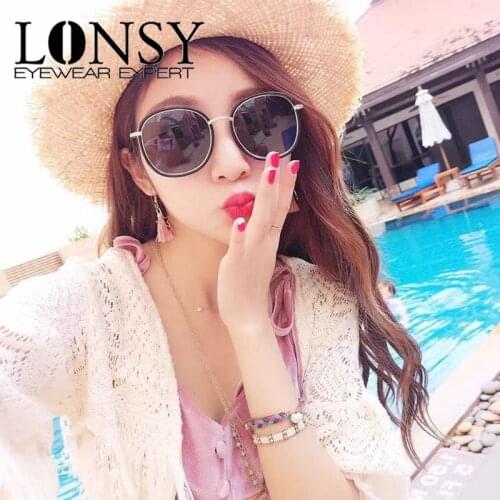 LONSY Prescription -1.0 -1.5 -2.0 -2.5 -3.0 -3.5 -4.0 Fashion Myopia Sunglasses Men Women Round Sun glasses Retro UV400 Shades