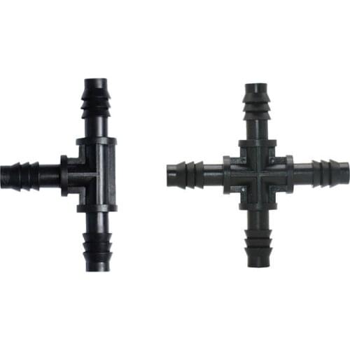 3/8" water tee Cross Connector water splitter 8/11 hose garden irrigation tee barb Drip Irrigation Fittings 5 Pcs