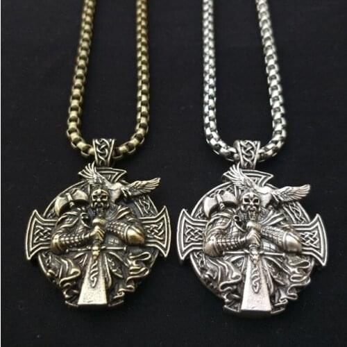 Wicca Viking Odin Raven Corss Pendant by Helena Rosova Necklaces Heathen Amulet Necklace Jewelry