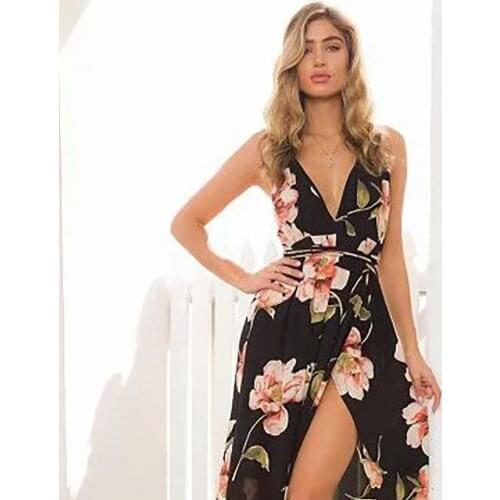 Women Dress Sleeveless Floral Print Women Backless Maxi Dresses for Party Womens Clothing 2021