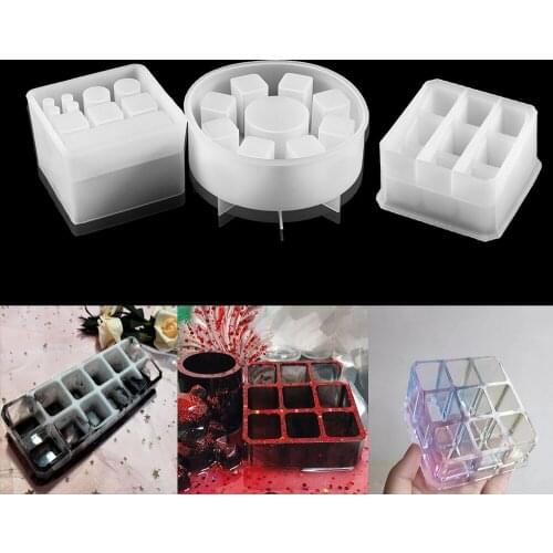 1Pcs Lipstick Storage Box Silicone Casting Molds Square Epoxy Resin Molds for DIY Resin Crafts Jewelry Making Accessories Tools