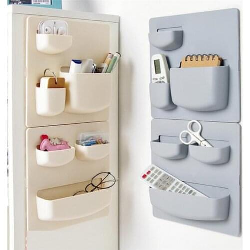 1pcs Refrigerator Wall Holder Wall Mounted Storage Rack Punch-Free Plastic Rack Bathroom Kitchen Multifunction Holder