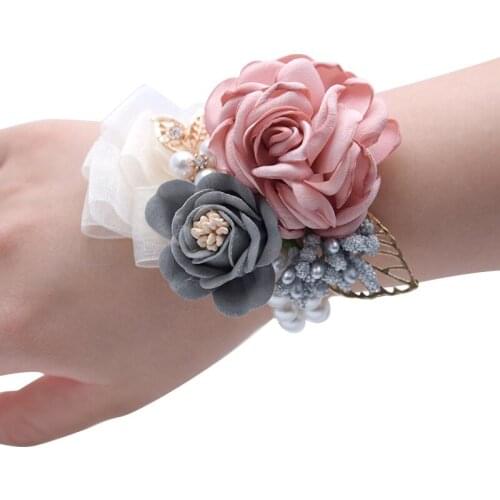 1PC Wedding Party Hand Flowers Wrist Corsage Bouquet Bride Bridesmaid Wrist Flower