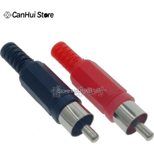 10 pcs/lot 5 Black and 5 Red RCA Plastic AV Plug Connectors Plastic Housing Stereo Audio Plug Channel Dual Connector DIY