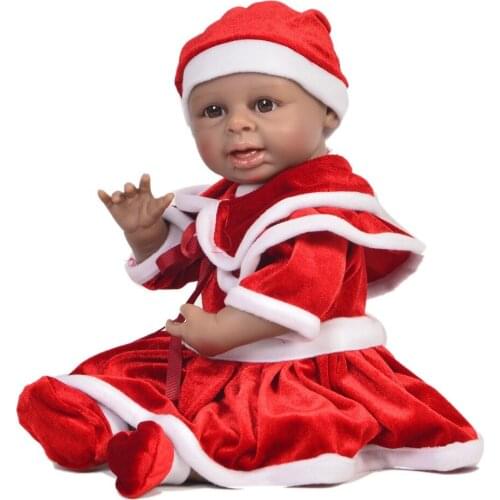 19 Inch Collectible handmade Reborn Baby Doll Full Silicone 45 cm Realistic Black Skin Baby Doll Kid Christmas Gifts hot sale