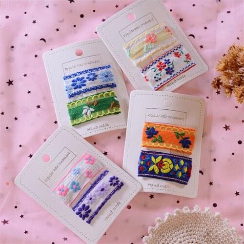 2Pcs/Set New Girl Headwear Floral hair clip Retro Hair Accessory For Children Headdress