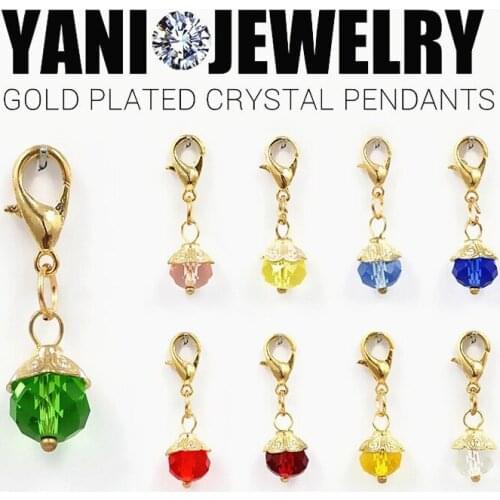20pcs/lot Free Shipping Charms Mix Gold Color Crystal Birthstone Charm Pendants Fashion Jewelry Making Findings DIY Charms