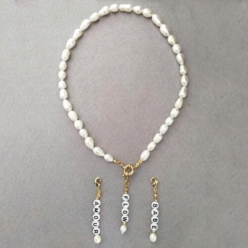 2020 freshwater pearl english alphabet pendant necklace handmade fashion ladies unique charm clothes accessories fashion design