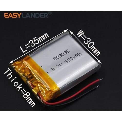 3.7V 950mAh Rechargeable li Polymer Li-ion Battery For bluetooth headset mp3 MP4 speaker mouse recorder 083035 803035