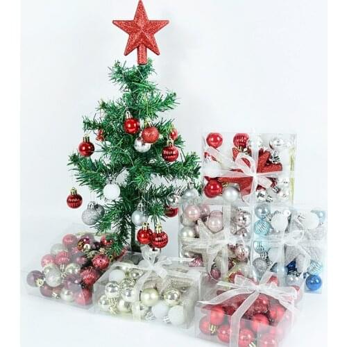 30pcs/box Christmas Tree Top Star With Assorted Color Balls Xmas Tree Ornaments Plastic Hanging Pendants New Year 2021 Gift Noel