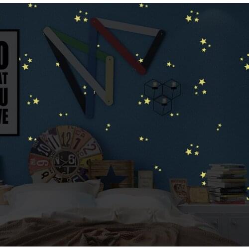 3D Cartoon Childrens Room Non-woven Fluorescent Wallpaper Modern Boys And Girls Bedroom Luminous Star Sky Roof Wall Paper Rolls
