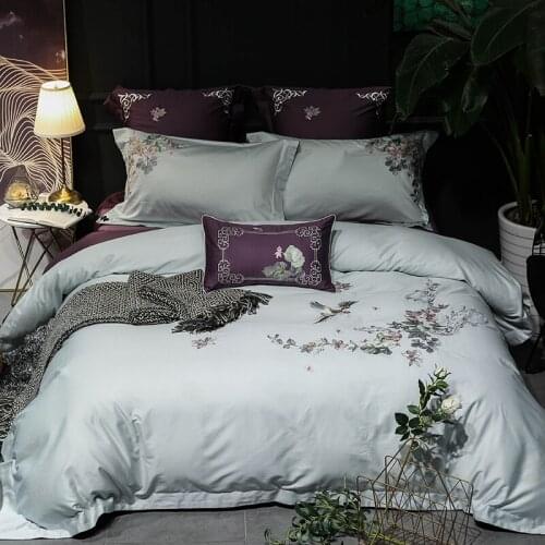 Happy sparrow diagram100% Cotton Sanding Printed Set Wedding Bed Sheet set Duvet Cover Pillowcase Queen King 4pcs