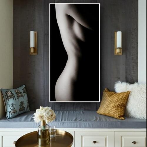 Abstract Black White Sexy Nude Body Portrait Canvas Painting Posters and Prints Scandinavian Wall Art Picture for Living Room