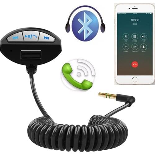 AUX Bluetooth Receiver Car 3.5mm Audio Receiver Bluetooth hands-free Kit 2-USB Charge Port Car Stereo MP3 Music Player Adapter