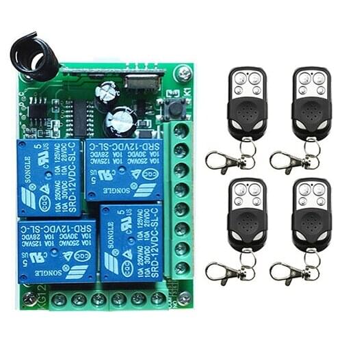 DC12V 4CH 10A Radio Controller RF Wireless Push Remote Control Switch 315 MHZ 433 MHZ Transmitter+Receiver Garage Door/ window