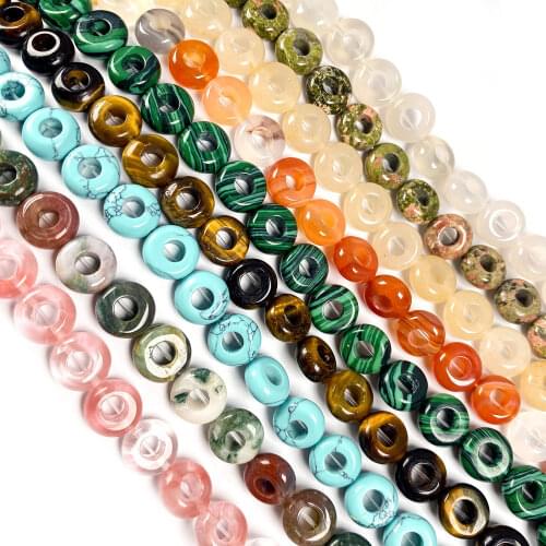 20Pcs Natural Stone Beads Circle Semi-precious Punch Loose Beads For Jewelry Making DIY Necklace Bracelet Anklet Ring Accessory