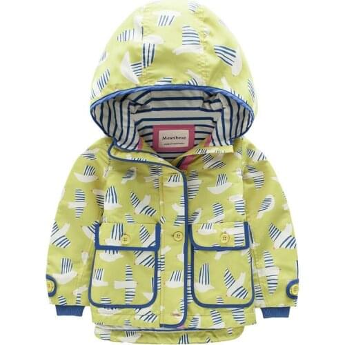 Kids Jacket Coat 2019 Spring Autumn Boys Girls Windproof Warm Coat Hooded Cartoon Floral Pattern Jacket For 2-8 years Boys Girls