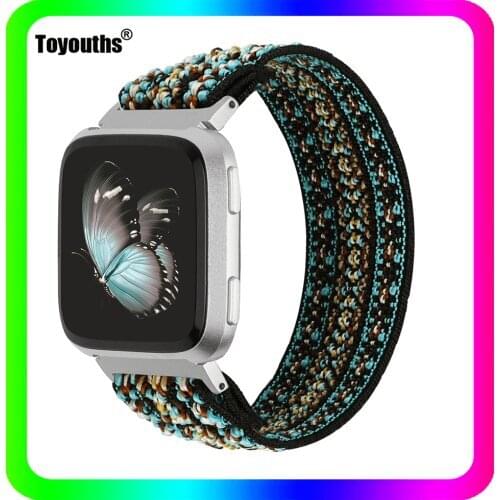 Toyouths Elastic Scrunchies Strap for Fitbit Versa Nylon Sport Band Scrunchie Solo Loop Strap Replacement Band for Fitbit Versa2