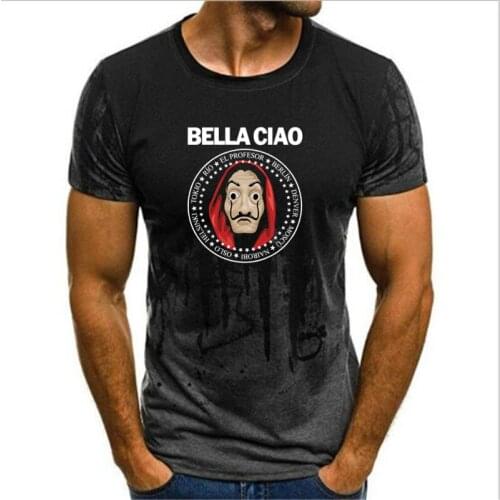 Gradient men Funny Design La Casa De Papel T Shirt Money Heist Tees TV Series Tshirts Men Short Sleeve House of Paper T-Shirt