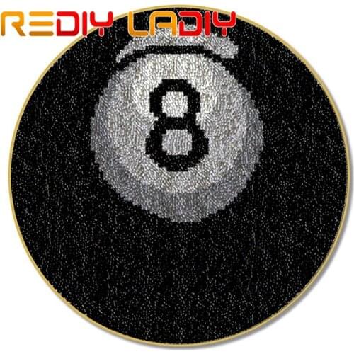 Latch Hook Rug Black Billiards Crocheting Carpet Rug 100% Acrylic Yarn Sofa Cushion Mat Crochet Tapestry DIY Carpet Art & Crafts