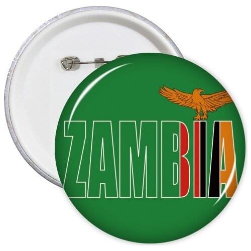 Zambia Country Flag Name Round Pins Badge Button Clothing Decoration 5pcs Gift