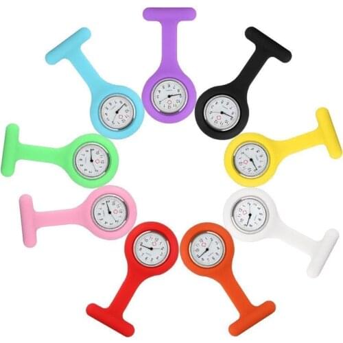 Medical Colorful Cute Silicone Clip-On Analog Digital Pocket Doctor Nurse Watch Brooch Tunic Fashionable Watches with Chest Clip