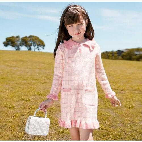 Cute Baby Girls Dresses Winter Kids Clothes for New Year Warm Knitted Girls Clothing 6 8 9 10 12 Years Children Outfits Vestidos