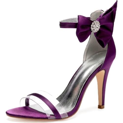 Sweet lady satin evening dress high heel sandals with bow on ankle bridal wedding party prom ball fashion show shoes stiletto