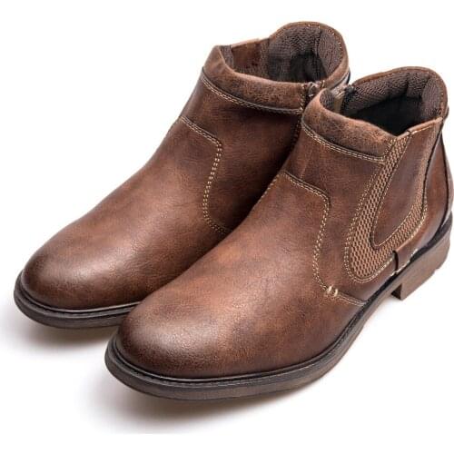 Men Boots Leather 2020 Autumn Winter Vintage Style Ankle Short Chelsea Boot Man Footwear Botas Hombre