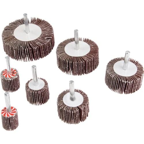 1Pc Grit 80# Blinds Daibing Impeller Grinding Sandpaper Flap Wheel Head & 6mm Shank Mandrel for Rotary Mini Drill Polishing Tool