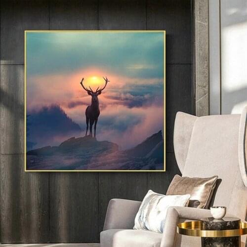 Nordic Style Forest Elf Deer Canvas Painting Animal Landscape Posters and Prints Wall Art Picture for Living Room Home Decor